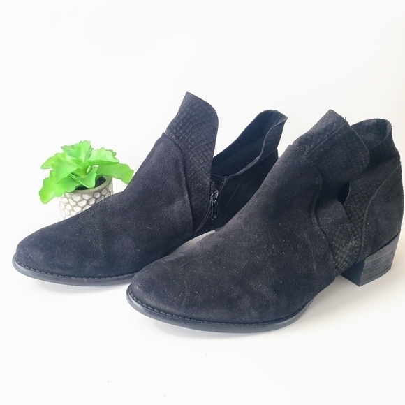 Seychelles Score Black Suede Block Heel Ankle Boots Bootie Size 8.5 - Picture 5 of 8